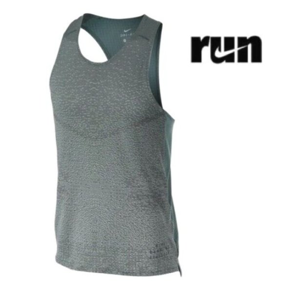 Nike Run Division Pinnacle Men's Running Gym Tank Top Vest Green Hasta Large - Picture 1 of 12